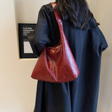Soft PU Leather Quality Underarm Bag Vintage Wine Red Ladies Shoulder Bag Commuter Large Handbag Bolso Mujer Women's Tote Bag