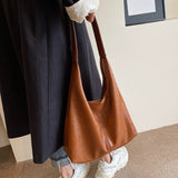 Soft PU Leather Quality Underarm Bag Vintage Wine Red Ladies Shoulder Bag Commuter Large Handbag Bolso Mujer Women's Tote Bag