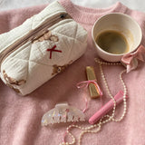 Cute Teddy Bear Makeup Bag, Portable Makeup and Skincare Storage Bag, Large Capacity Cartoon Printed Toilet Bag