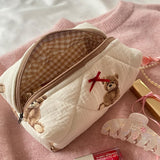 Cute Teddy Bear Makeup Bag, Portable Makeup and Skincare Storage Bag, Large Capacity Cartoon Printed Toilet Bag