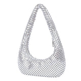 Women's Evening Bag Aluminum Sequin Armpit Bag with Zipper Lightweight Casual Handbag Party Sparkling Shoulder Mobile Phone Bag
