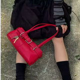 Small niche design bag, internet famous single shoulder handbag, underarm bag, belt buckle, Japanese women's bag