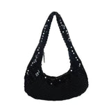 Women's Evening Bag Aluminum Sequin Armpit Bag with Zipper Lightweight Casual Handbag Party Sparkling Shoulder Mobile Phone Bag