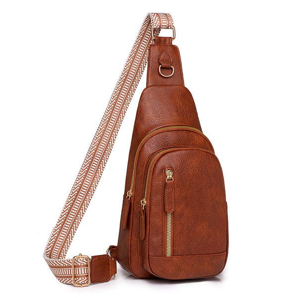 Retro Chest Bag Women's Texture Soft Leather Backpack New Fashion Versatile Chest Bag Women's Casual One Shoulder Diagonal