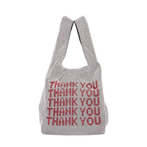 Handheld bag thank you diamond inlaid bling rhinestone handbag