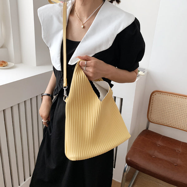 Women's summer niche fashionable striped bag versatile textured messenger bag ladies shoulder bag