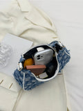 Checkered Raw Hem Shoulder Bag
