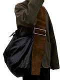Fashionable and versatile contrasting color dark wide shoulder strap niche design single shoulder crossbody bag trendy