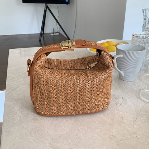 Straw woven small bag casual women's bag hand-held shoulder crossbody bag