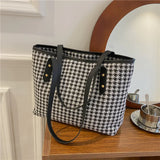 Houndstooth Print Tote Bag